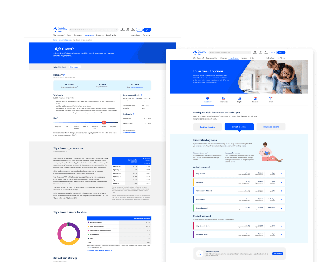 Australian Retirement Trust — Unified Investment Menu